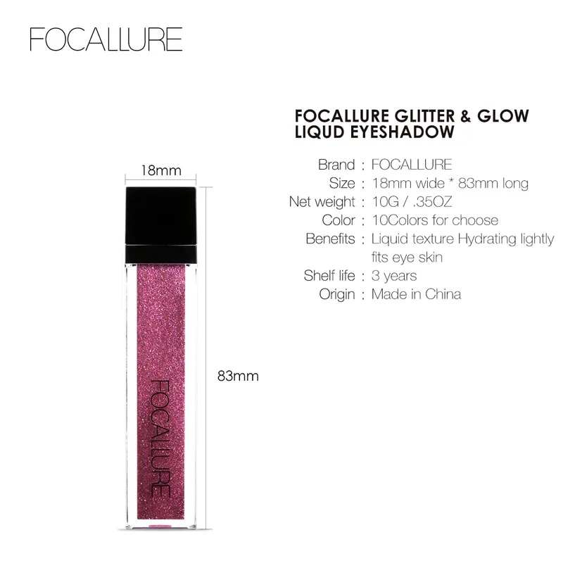 FOCALLURE Liquid Eyeshadow Sequins Super Shimmer Holograhic Shiny waterproof long lasting Eye shadow Eye Makeup