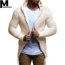 Moomphya/вязаный Тренч с капюшоном и длинным рукавом, Мужская Уличная одежда в стиле хип-хоп на молнии, длинный стильный свитер, пальто для мужчин, зимняя верхняя одежда