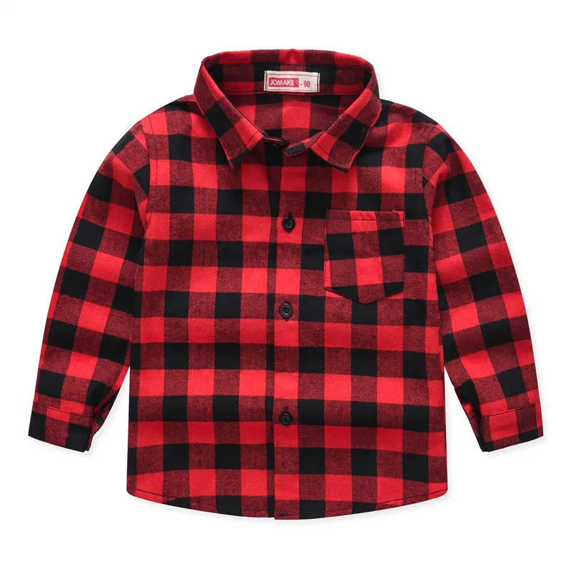 Red Middle Plaid Весенне-осенние рубашки для мальчиков Классическая клетчатая рубашка для детей, Повседневная блуза с длинными рукавами для мальчиков детские блузки для мальчиков и девочек детская одежда для студентов - Цвет: Red Middle Plaid