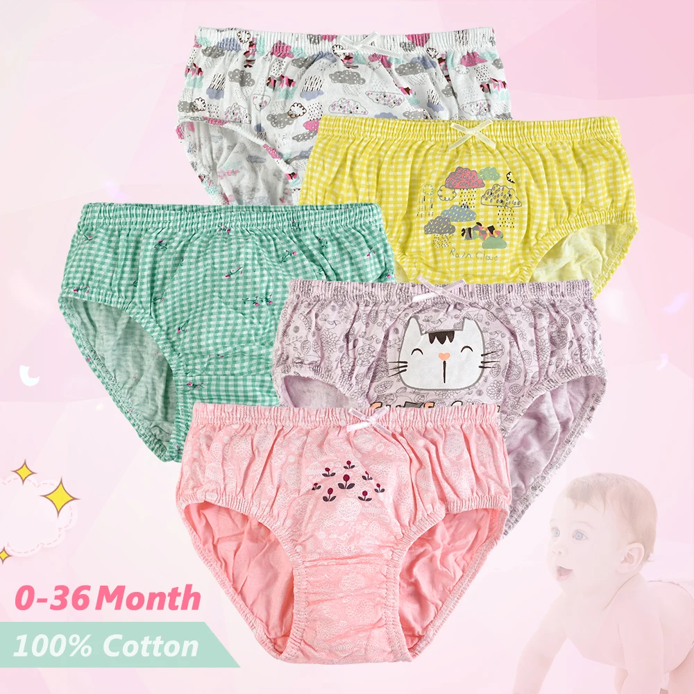 NO.2 SLAIXIU 5-Pack Child's Underwear Baby Panty Panties for Boys Girls Candy Colors Card Love Cartoon Animal Pattern For 0-36 Month - Цвет: NO.2
