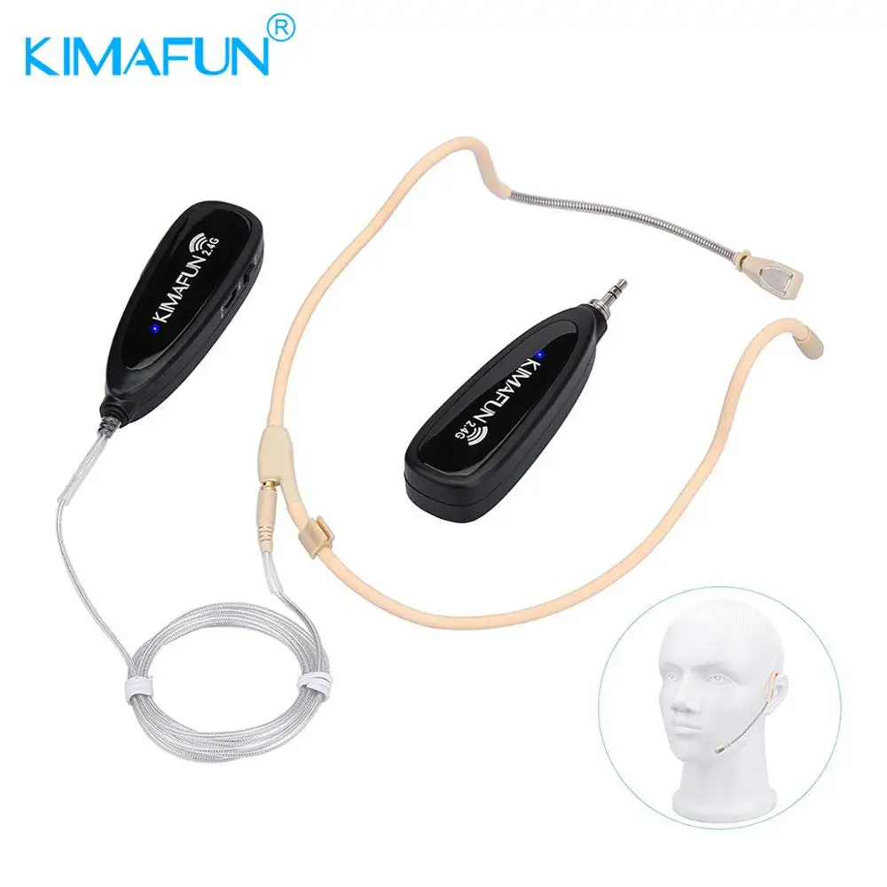 KIMAFUN 2.4G 무선 헤드셋 방수 마이크 시스템 피트니스, 요가, 댄스 수업을 위한 가볍고 땀 방지 기능이 있는 마이크