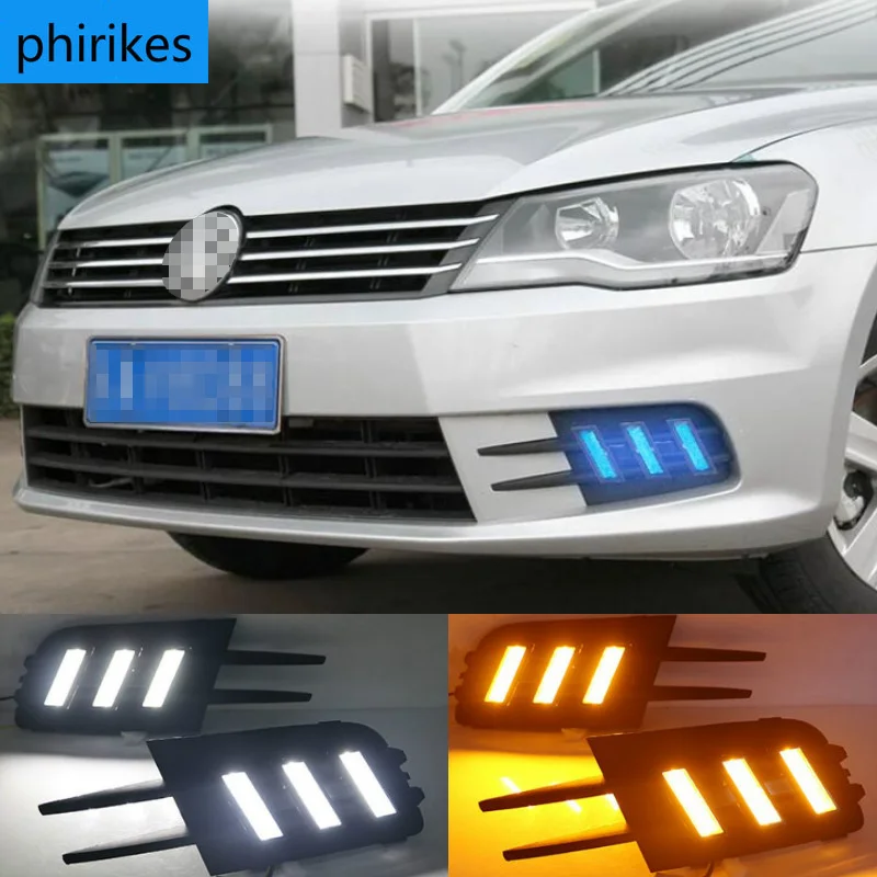 

LED DRL LED Daytime Running Light replace Fog Lamp Cover for Volkswagen Bora 2013 2014 2015 12V Day Lights