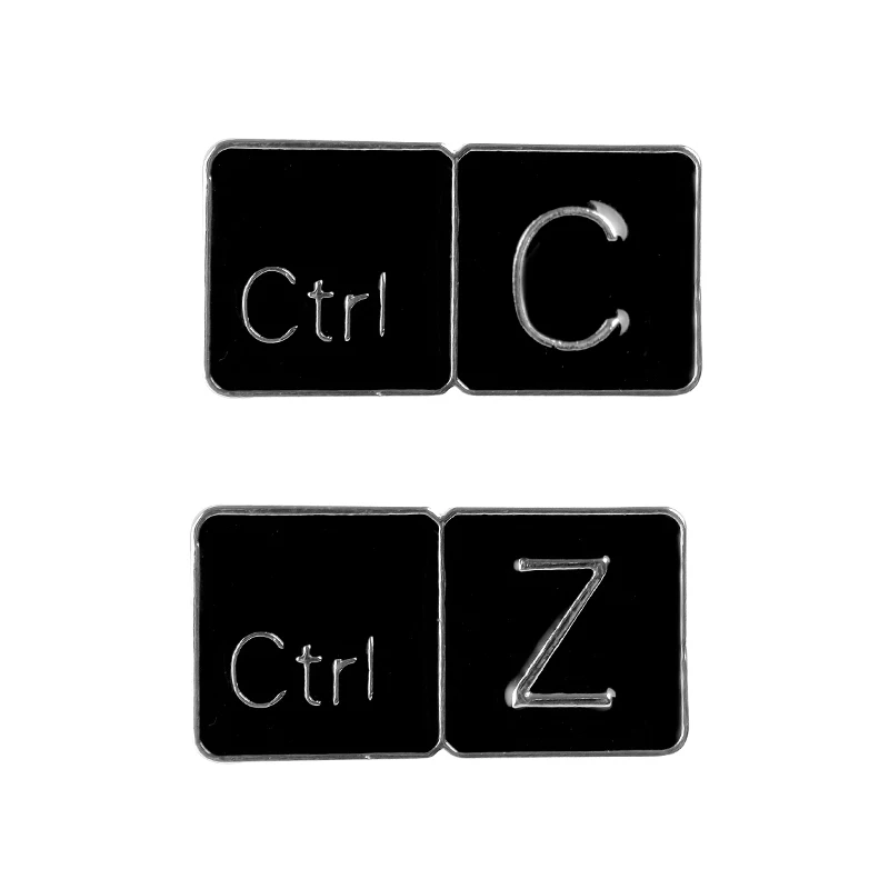 Ctrl C Ctrl Z эмаль Съемная клавиатура ярлык броши для сумки одежда отворот значок на заказ офисный Рабочий ювелирный подарок друзья - Окраска металла: SET