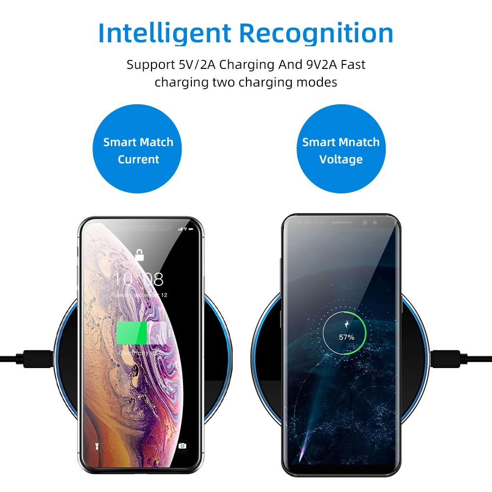 Qi Беспроводное зарядное устройство для iPhone X Xs MAX XR 8 plus 10 Вт Быстрая зарядка для samsung S8 S9 Plus Note 9 8 USB зарядное устройство для телефона