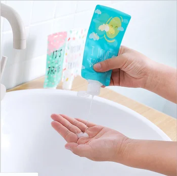 

100ml travel folding lotion bag portable shower gel shampoo bottle facial cleanser liquid storage bag facial cleaning bag