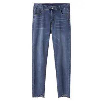 

Plus size Jeans Women High Waist Stretch was thin Jeans Female Washed Denim Skinny Pencil Pants Black Blue 5XL r134