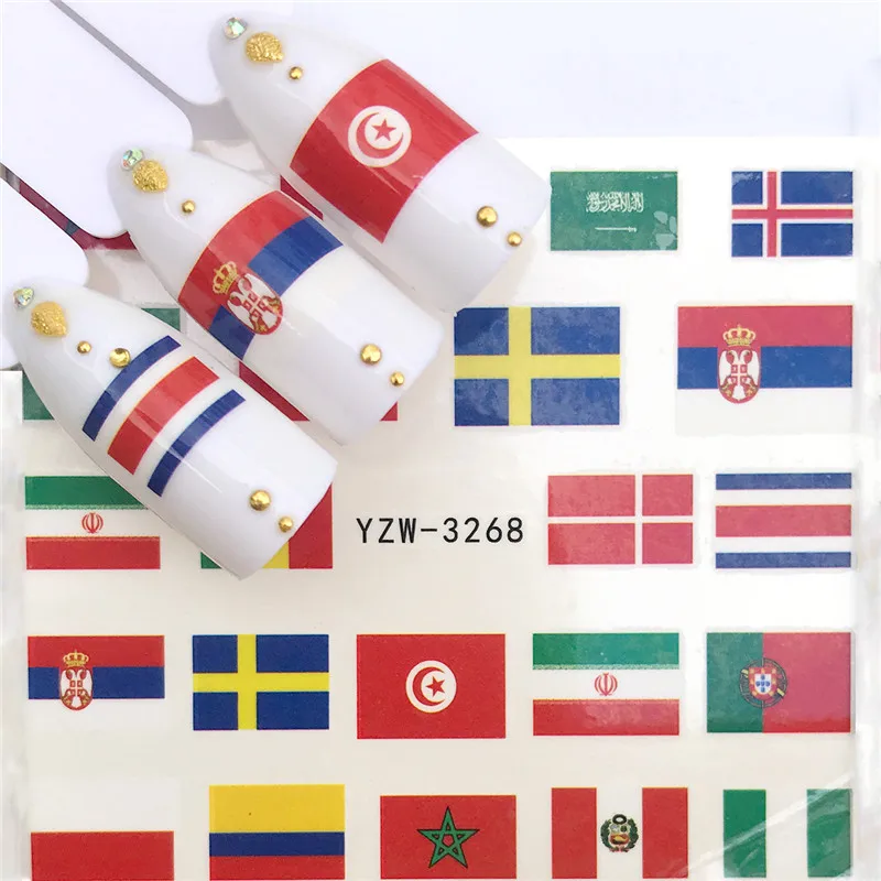 YZW-3268 1 шт. акварельные цветочные наклейки для ногтей Фламинго Русалка Морская звезда дизайн гель маникюр декор водная ползунок - Цвет: YZW-3268