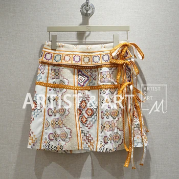 

Svoryxiu Runway High-End Custom Summer Embroidery Bandage High Waist Mini Skirt Women's 2020 New