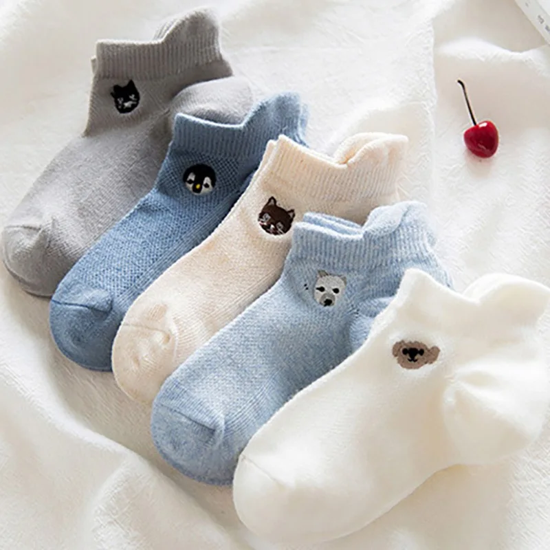 5 Pair Kids Baby Socks Birthday Socks Cotton Solid Boys Girls Cotton Anti-slip Socks Party Clothing Socks