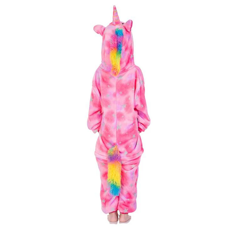 Kid Color Unicorn Cosplay Kigurumi Onesies Child Cartoon Winter Anime Jumpsuit Costume For Girl Boy Animal Sleepwear Pajamas