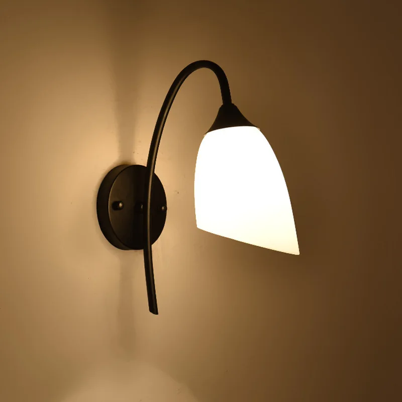 

05-1 Black American-Style Minimalist Bedroom Lamp Fishing Bedside Wall Lamp Hallway Entrance Lights