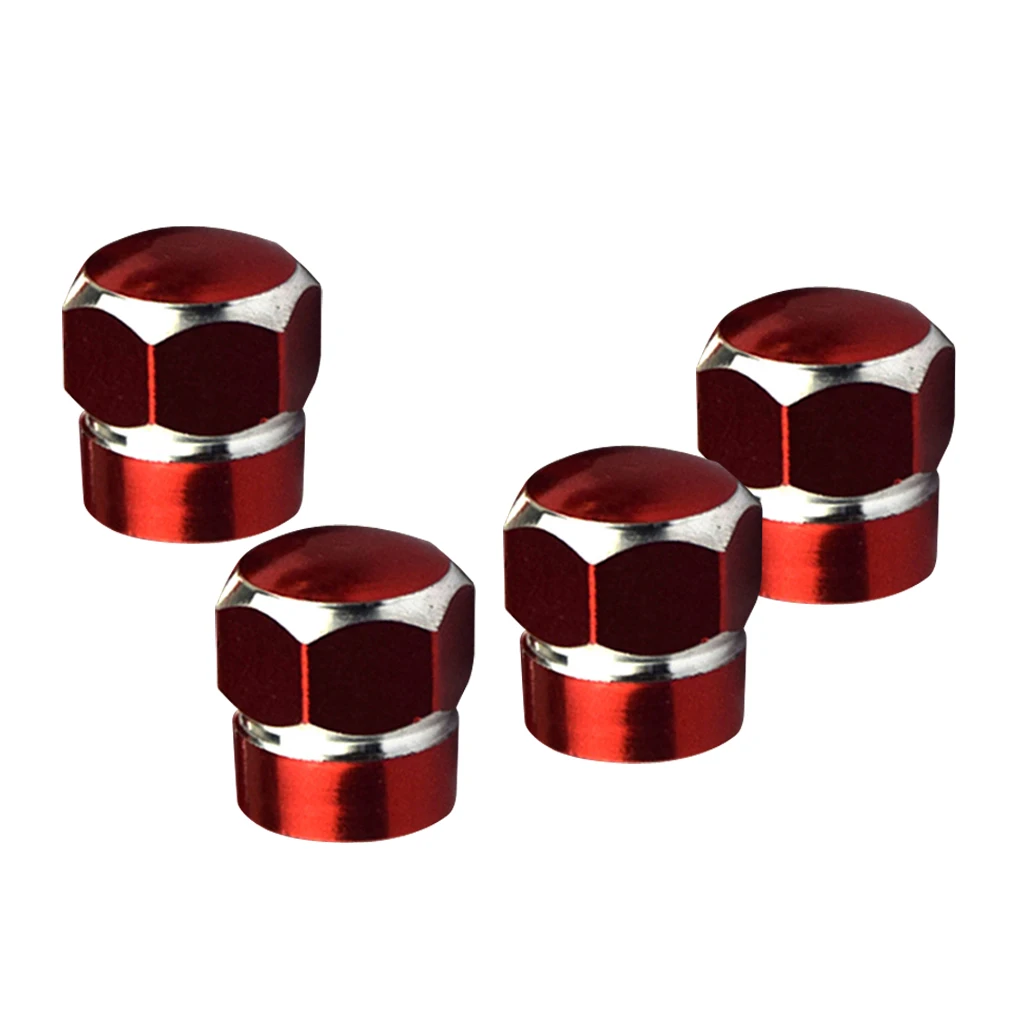 ALUMINUM REPLACEMENT HEXAGON WHEEL TIRE RIM VALVE STEM CAPS Universal For Most Vehicles/ Cars/ Trucks/ Pickups