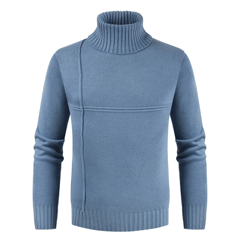 NEGIZBER 2019 Winter Off White Sweater Men Casual Striped Mens Pullovers Solid Slim Fit Warm Turtle Neck Sweater Men Pull