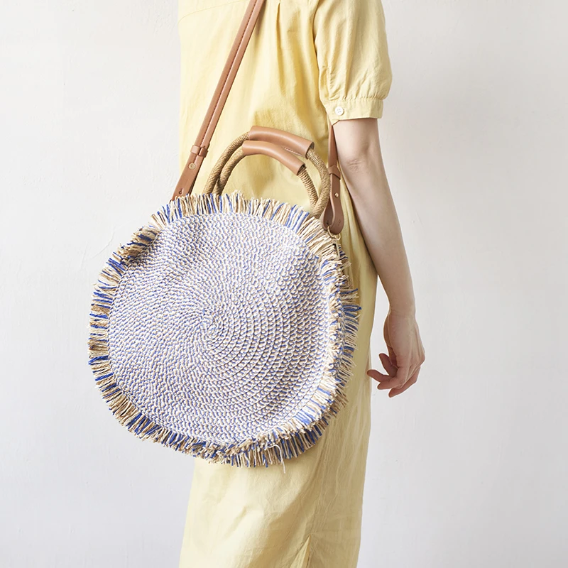 Bolsos paja redondos bohemios para mujer, bolsos de mimbre tejidos a mano, de hombro grande, bolso de verano|Bolsos de hombro| - AliExpress