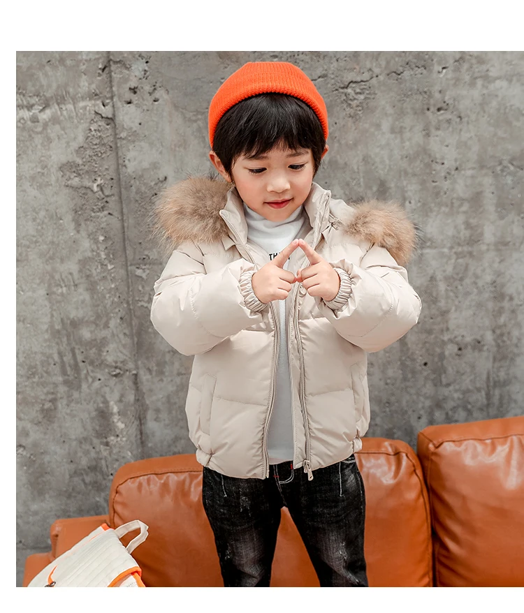 Г. Зимняя куртка для мальчиков, пальто с капюшоном меховые куртки на 90% утином пуху детская одежда для девочек Детская верхняя одежда
