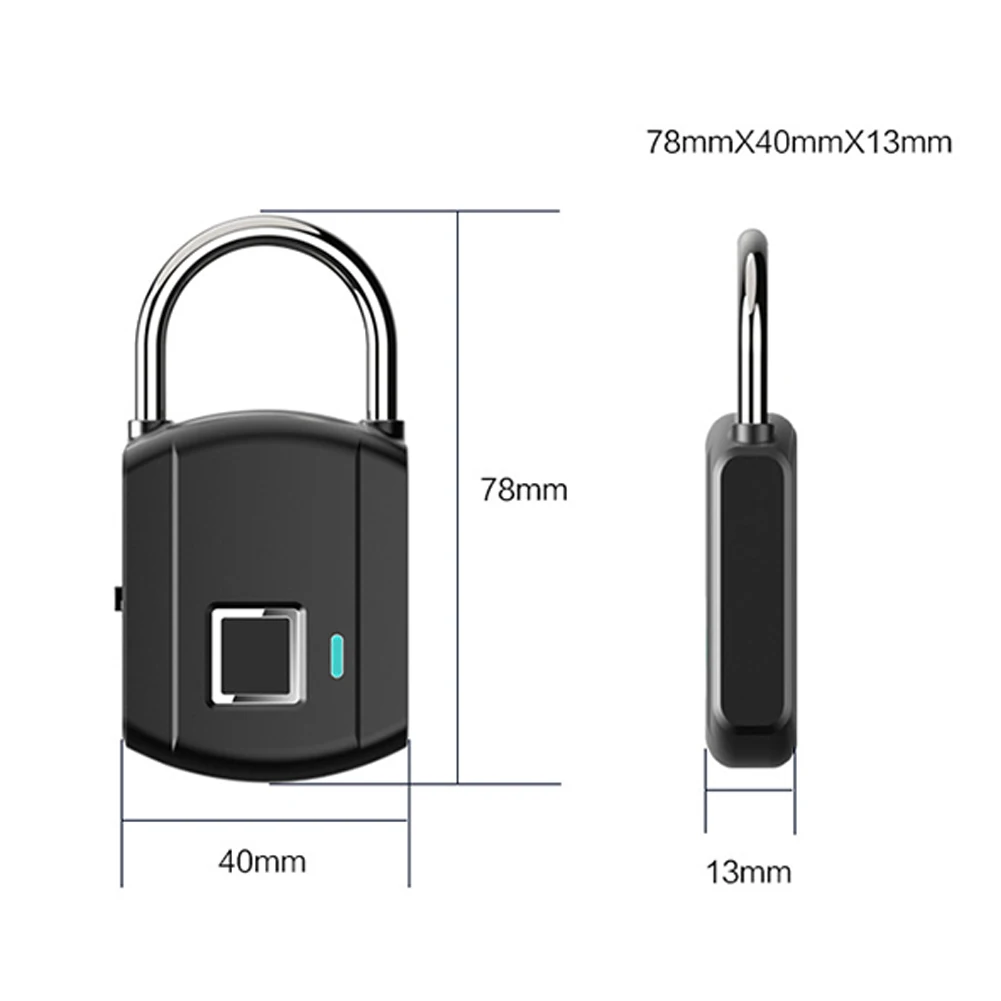 

Bag Quick Unlock Suitcase Mini Travel USB Rechargeable Capacitive Sensor Fingerprint Lock Smart Keyless Luggage Padlock Drawer