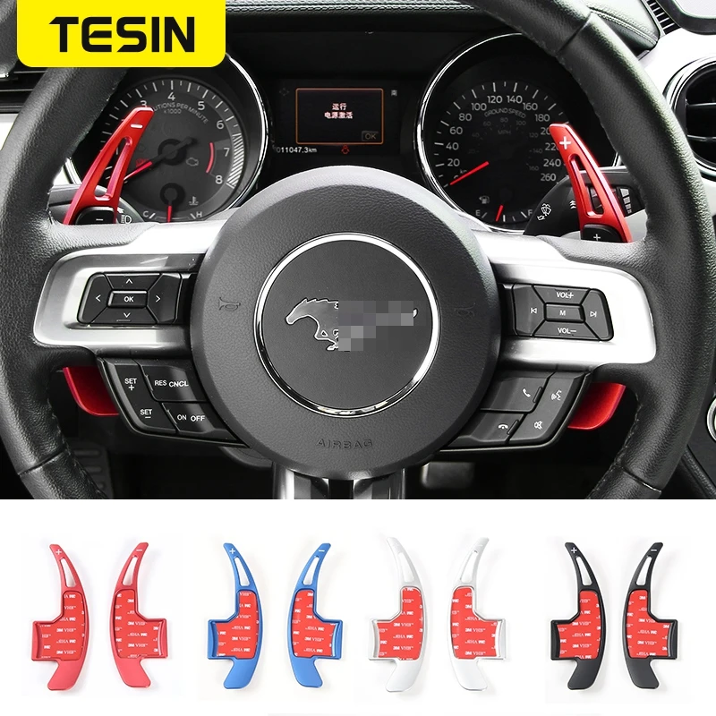 

Car Styling for Mustang 2016 Steering Wheel Gear Shifters Paddle Aluminum Alloy Cover Trim for Ford Mustang 2015+Car Accessories
