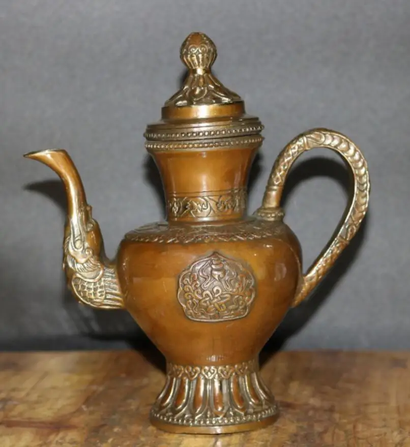 

Китай, латунный архаиз, голова дракона, чайник, поделка, статуя