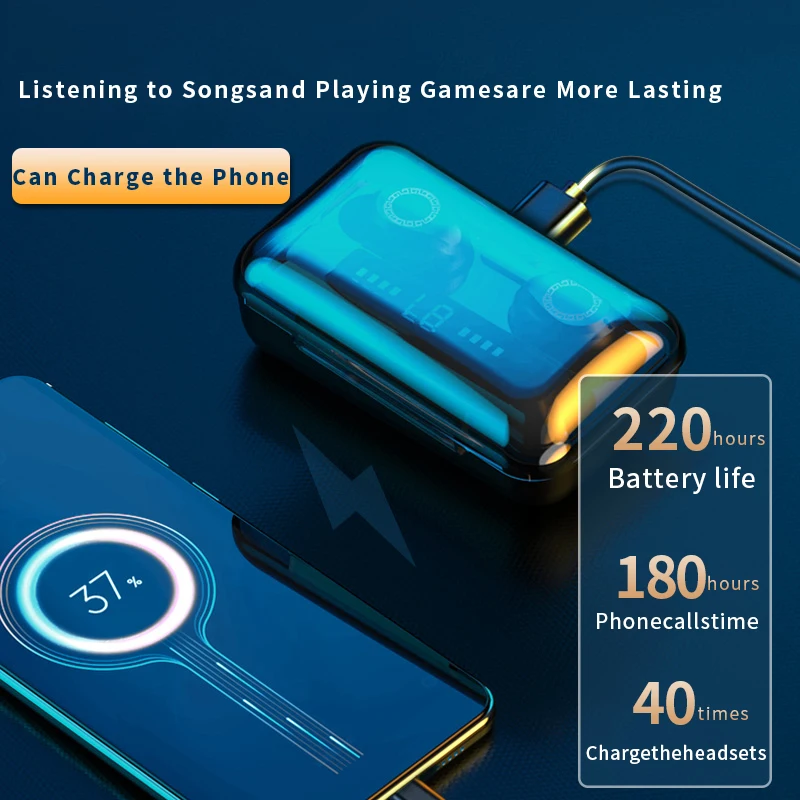 TWS наушники F9 водонепроницаемые с поддержкой Bluetooth 5 0 и сенсорным