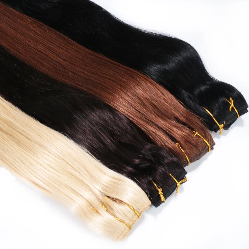 Straight Clip in Human Hair Extension 10 inches with 5 clip 70g 100g 120g Indian Human Remy Hairpiece Natural Ombre Blond Color