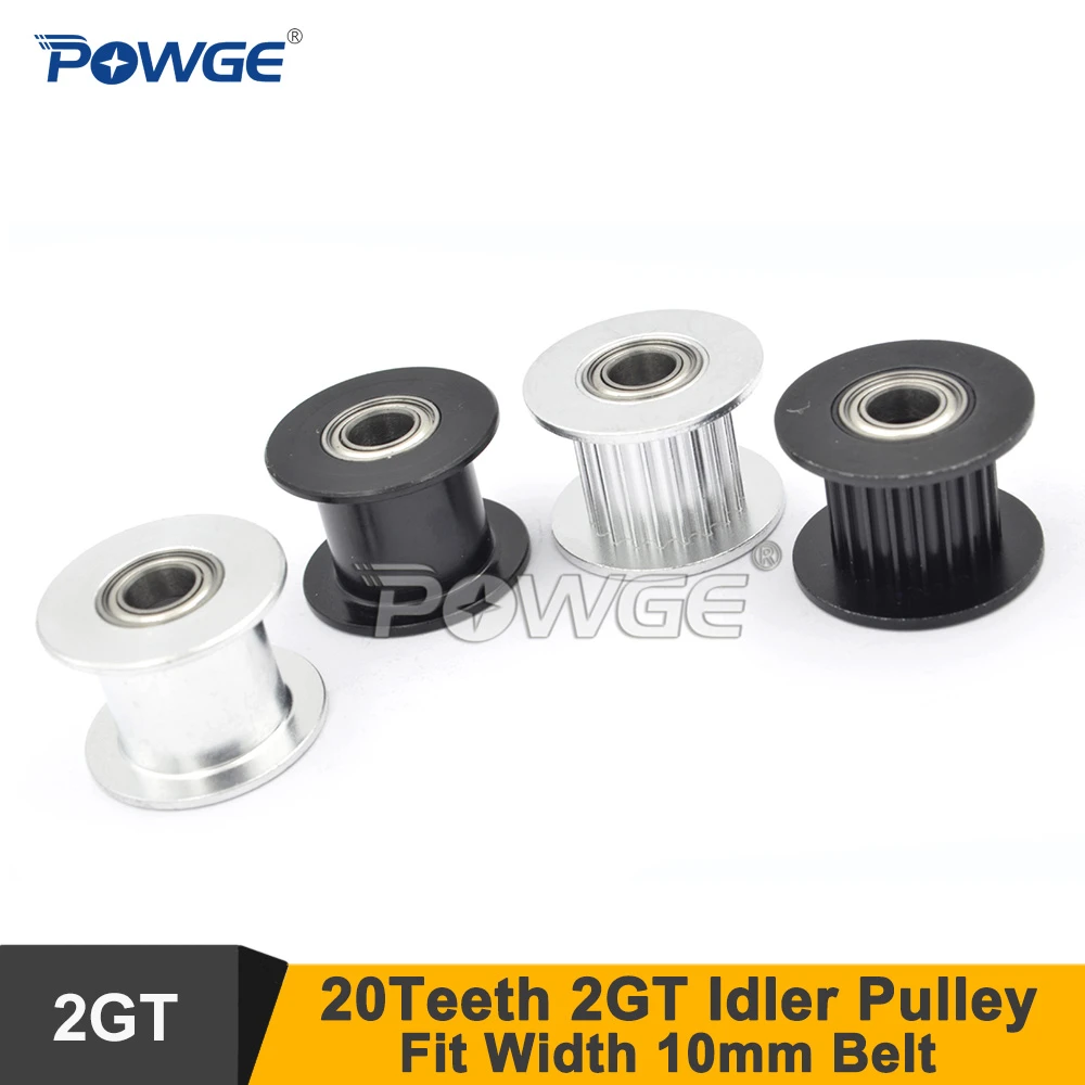 POWGE 20 Teeth 2GT Idler Pulley Bore 5mm For Width=9/10mm GT2 2M Belt