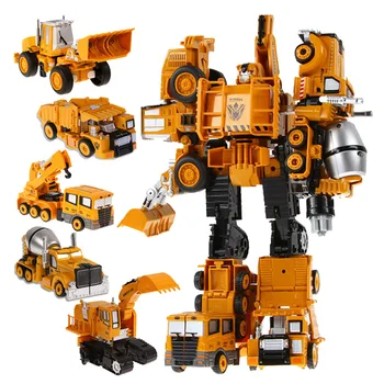 

[Funny] 5 in 1 Genuine Engineering Vehicle Hercules boy Deformation Transformation Truck Robots Toy Alloy car transformer robot