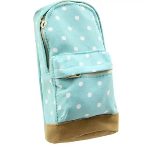 Light Blue Модные резиновые сапоги с рисунком в горошек, школьная сумка Форма школьные холщовые с застежкой-молнией пенал для карандаша, ручки мешочек для хранения подарочная коробка - Цвет: Light Blue