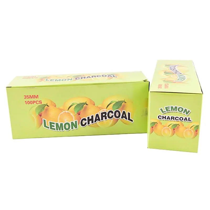 100pcs/box Lemon Flavored Shisha Hookah Charcoal Quick-lighting Burning Carbon Y5GB