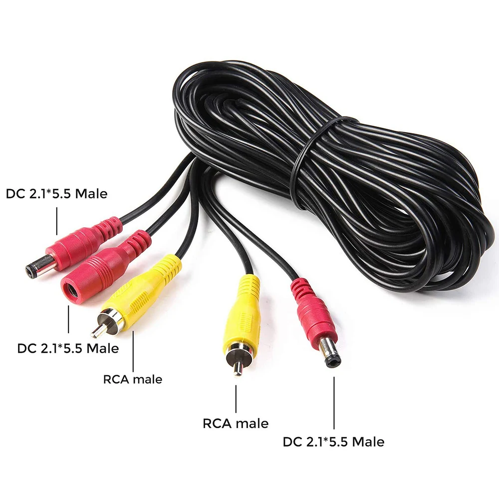 Cavo Video RCA 10m Per Telecamera Retroauto - Estensione Con Spina E Cavo Attivazione