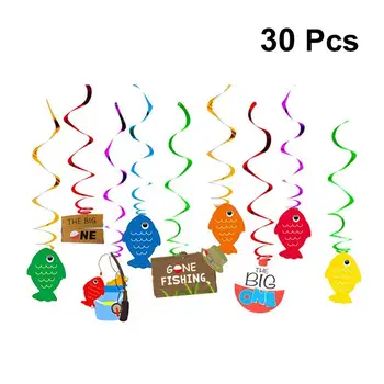 

30PCS/Set Fishing Theme Cake Ornaments Practical Birthday Party Cake Decoration Use Ornaments