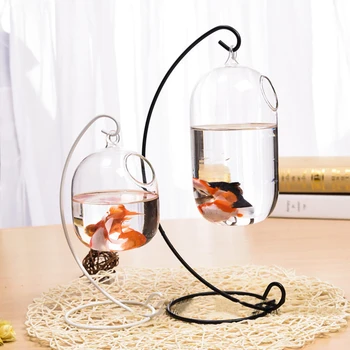 

Goldfish Glass Ball Hanging Ecosphere Aquarium Fish Tank Bowl Flower Plant Vase Table Bowl for Small Pet Supplies Accessories