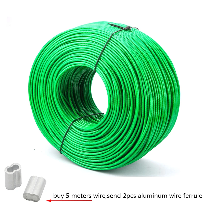 Cable De Acero Plastificado PVC - 50 Metros, Diámetro 3mm, Acero Inoxidable 304, Para Tendederos, Cercas, Soportes