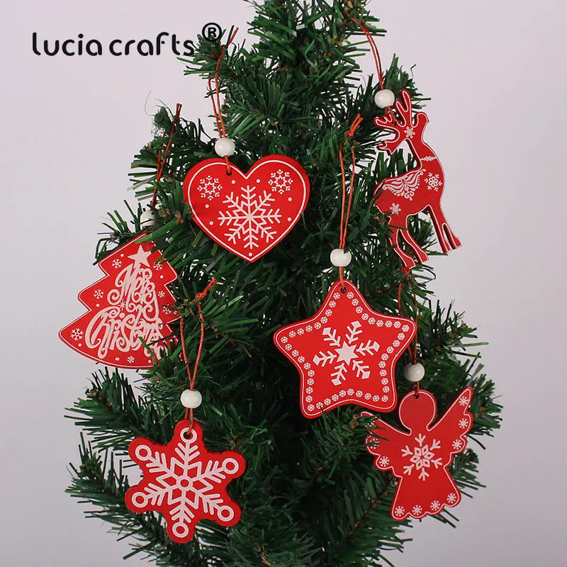 

6pcs Creative Printing Wooden Ornament Christmas Gift Hanging Baubles DIY Party Home Christmas Tree Garland Decoration 058002087