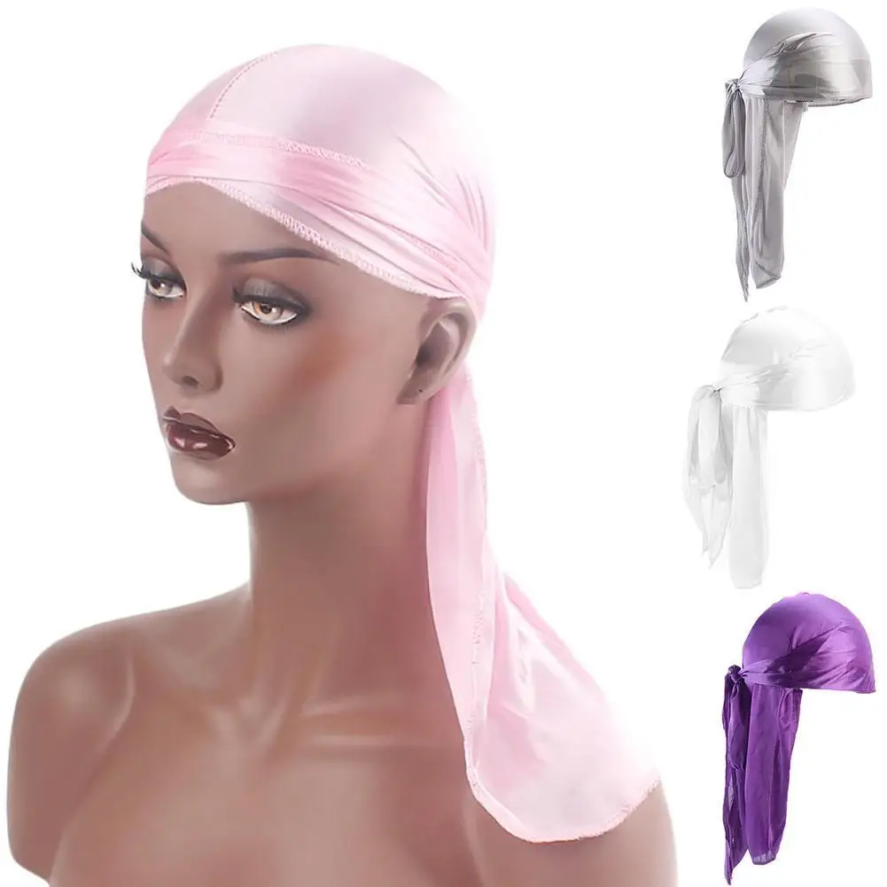 

Men's Silky Durags Bandanas Turban hat Wigs Doo Men Headband Long Tail Biker Satin Du-Rag Hair Accessories Headwear Durag L5R5