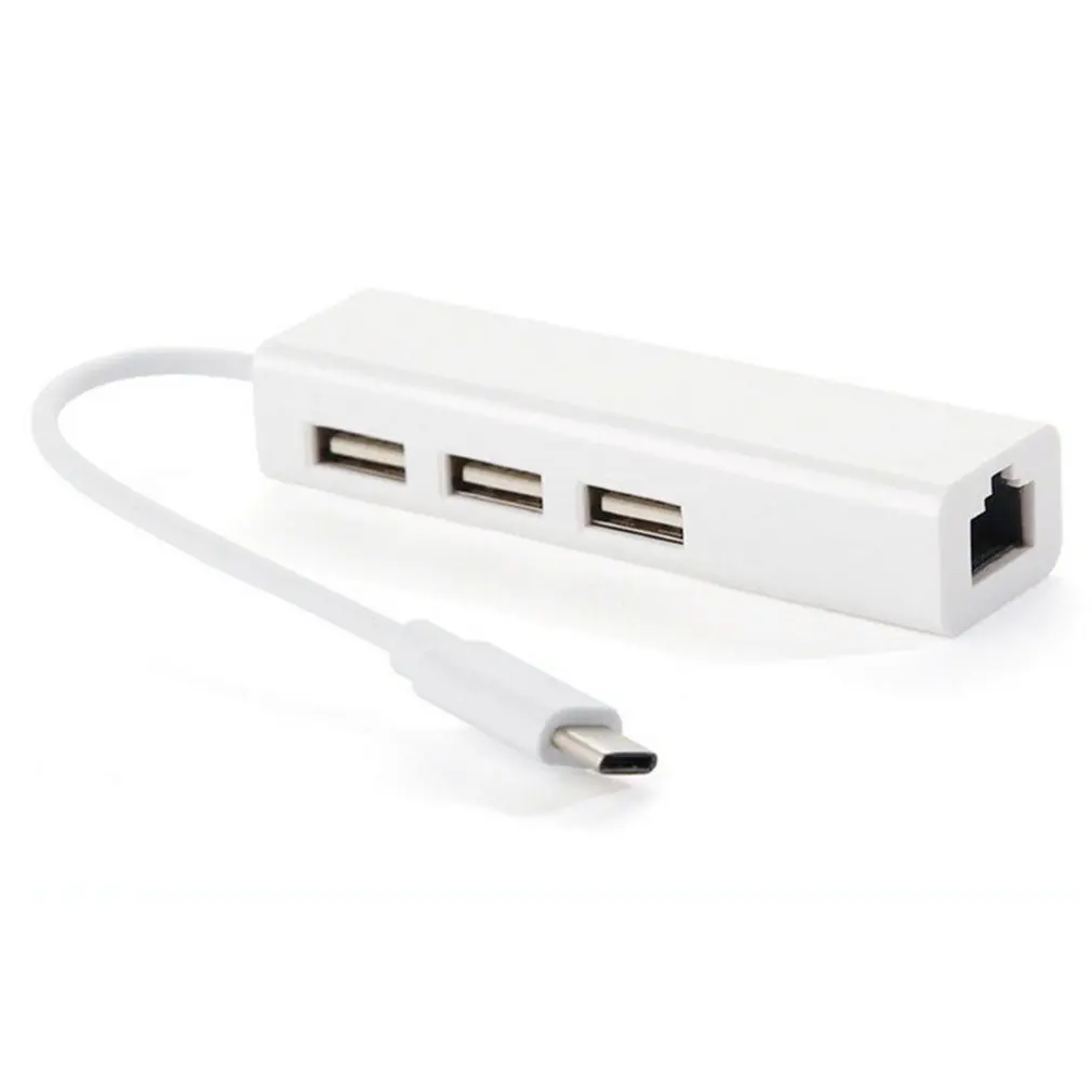 

Type-C RJ45 Ethernet with 3 Port USB HUB 2.0 RJ45 Lan Network Card Type-C to Ethernet Adapter for Mac iOS Android PC USB 2.0 HUB