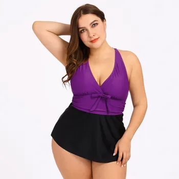 

Swimsuit feminine boho stitching strap deep V-neck Tankini bikini two-piece swimsuit plus plus size summer beach casual bikini