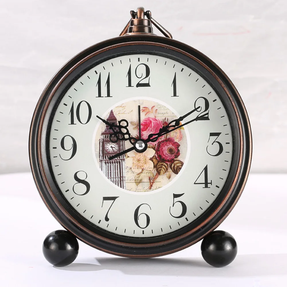 6 Modern Retro Alarm Clock European Style Round Desktop Office Vintage Glass Lens Decorative Quartz Battery Operated For Home - Цвет: 6