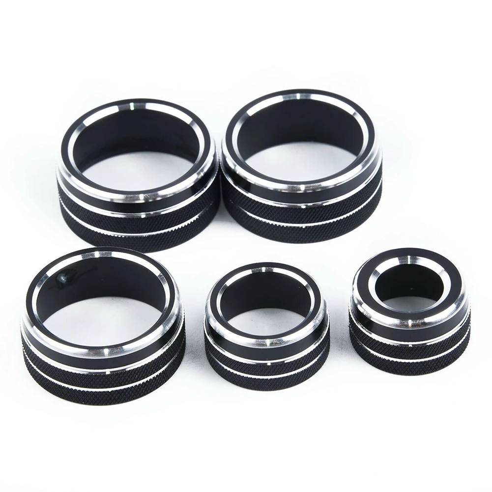 

5pcs Aluminum Alloy Car Interior Air Condition Audio Function Rear View Mirror Button Circle Trim For Toyota Camry 2018