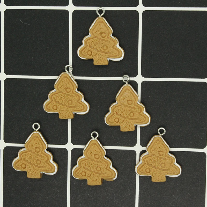 10pcs Cute Sugar Christmas Tree Biscuit Charms Diy Resin Earring Keychain Pendant Accessory For New Year Christmas Jewelry Make