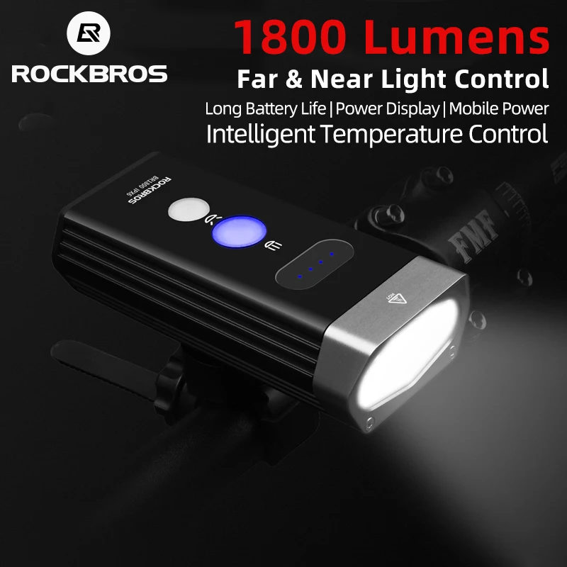 ROCKBROS 1800 люмен велосипедный светильник 3 светодиода USB перезаряжаемый головной