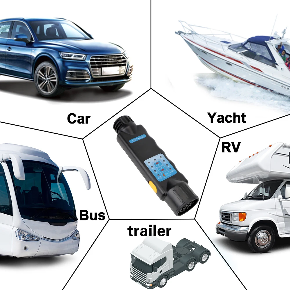 12V Trailer Tester 7/13 Pin Adapter For Car Truck Caravan