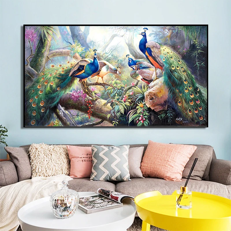 100% ручная роспись Peacocks Высококачественная художественная живопись на холсте