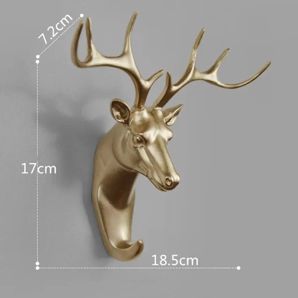 Gold Deer ICOCO высокое качество голова животного самоклеющиеся стены двери крюк ключи держатель украшение стены - Цвет: Gold Deer