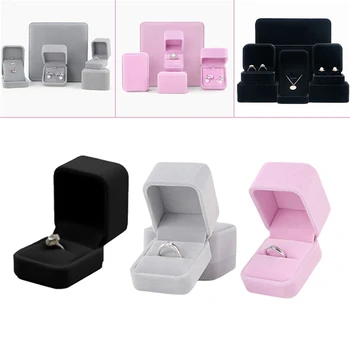 

Velvet Jewellry Box Ring Earrings Necklace Bracelet Organizer Storage Gift Box Jewerly Packaging Carrying Cases Black/Pink/Grey