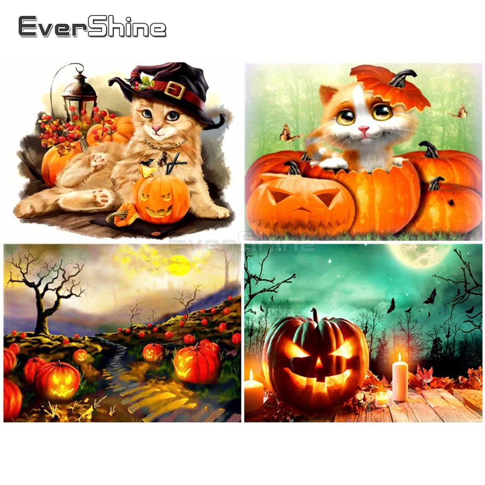 EverShine DIY 5D алмазная картина Алмазная мозаика Хэллоуин из страз мультфильм Кот
