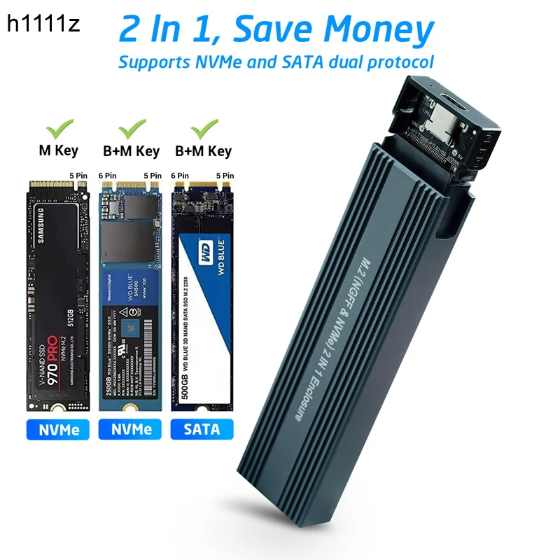 M.2 to USB 3.1 SSD Case Dual Protocol NVME PCIe NGFF SATA M2 Adapter for 2230 2242 2260 2280 NVMe/SATA RTL9210B | Компьютеры и офис