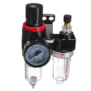 

G1/4" In line Air Compressor Filter Regulator Gauge Filter Air Separator Trap oil/Water Pressure Regulator Airbrush Compressor
