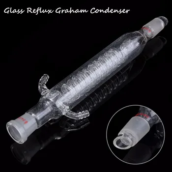 

200mm 24/29 Glass Reflux Condenser Lab Chemistry Glassware ISO Standard Durable Quality Condenser For Distillation Unit Lab Use
