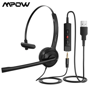 

Mpow BH459 Office Wired Headset 2.5mm&USB Phone Headset with Noise Cancelling Mic Computer Headphone for PC/Driver/Call Center