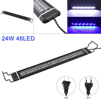 

24W Underwater Lights 48 LED Aquarium Light Extendable Brackets Fish Tank Light Water Fishbowl Lights for Fish tank Size 46-63cm